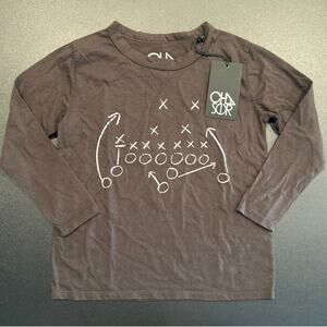 NWT Chaser Football Play Graphic Long Sleeve Tee, Gray, Boys Size 6